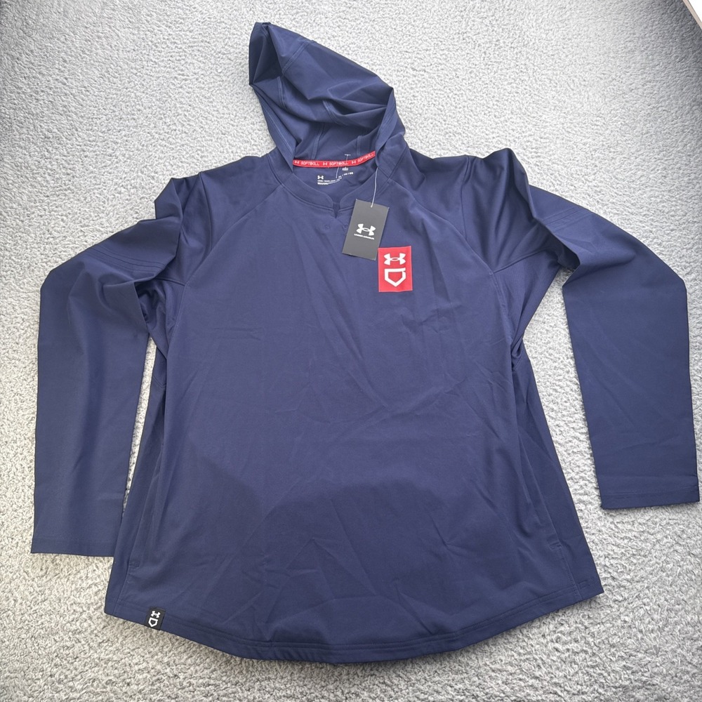 Under Armour UA Softball Cage Jacket Womens XL Navy Blue New Pullover Hoodie